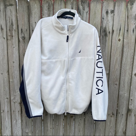 Nautica Other - Vintage Nautica White navy fleece jacket large